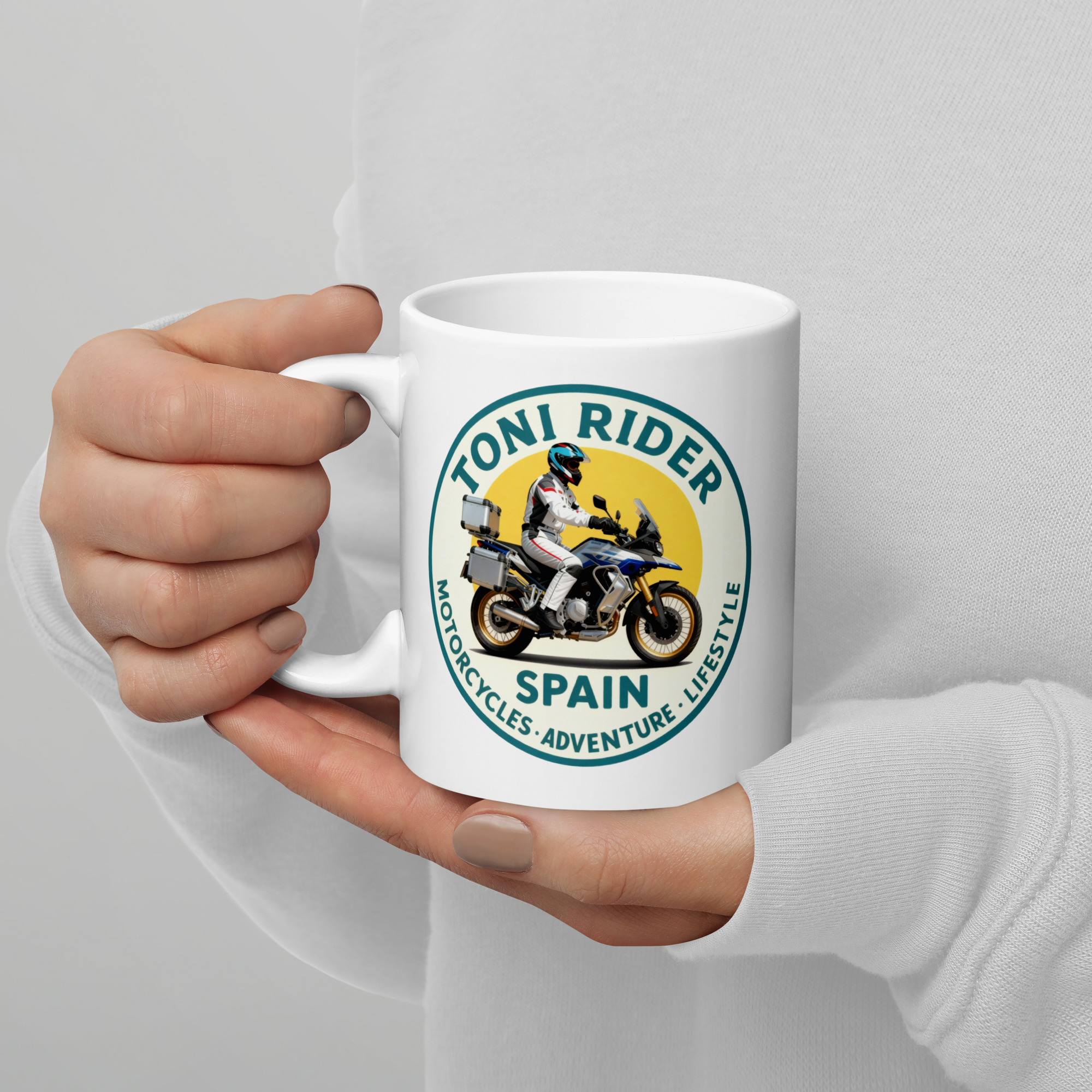 Taza blanca brillante Toni Rider - Imagen 2