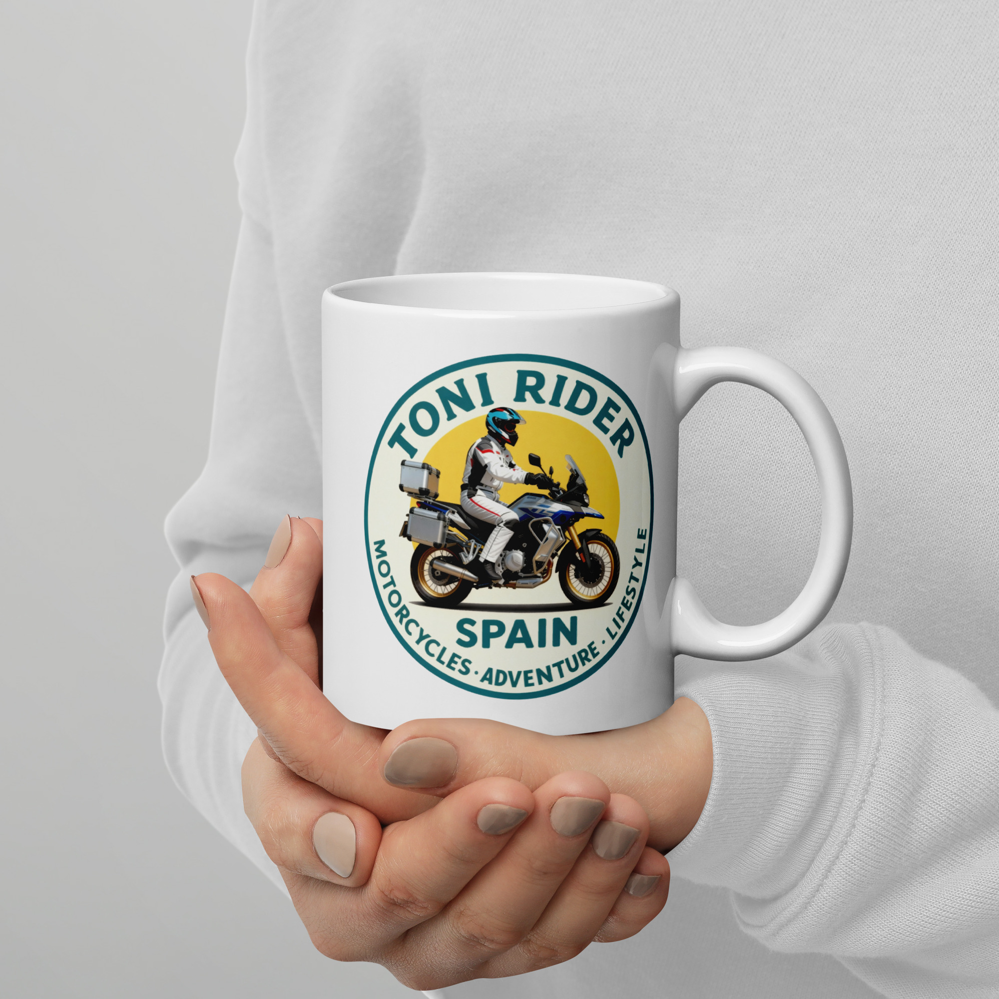 Taza blanca brillante Toni Rider - Imagen 3