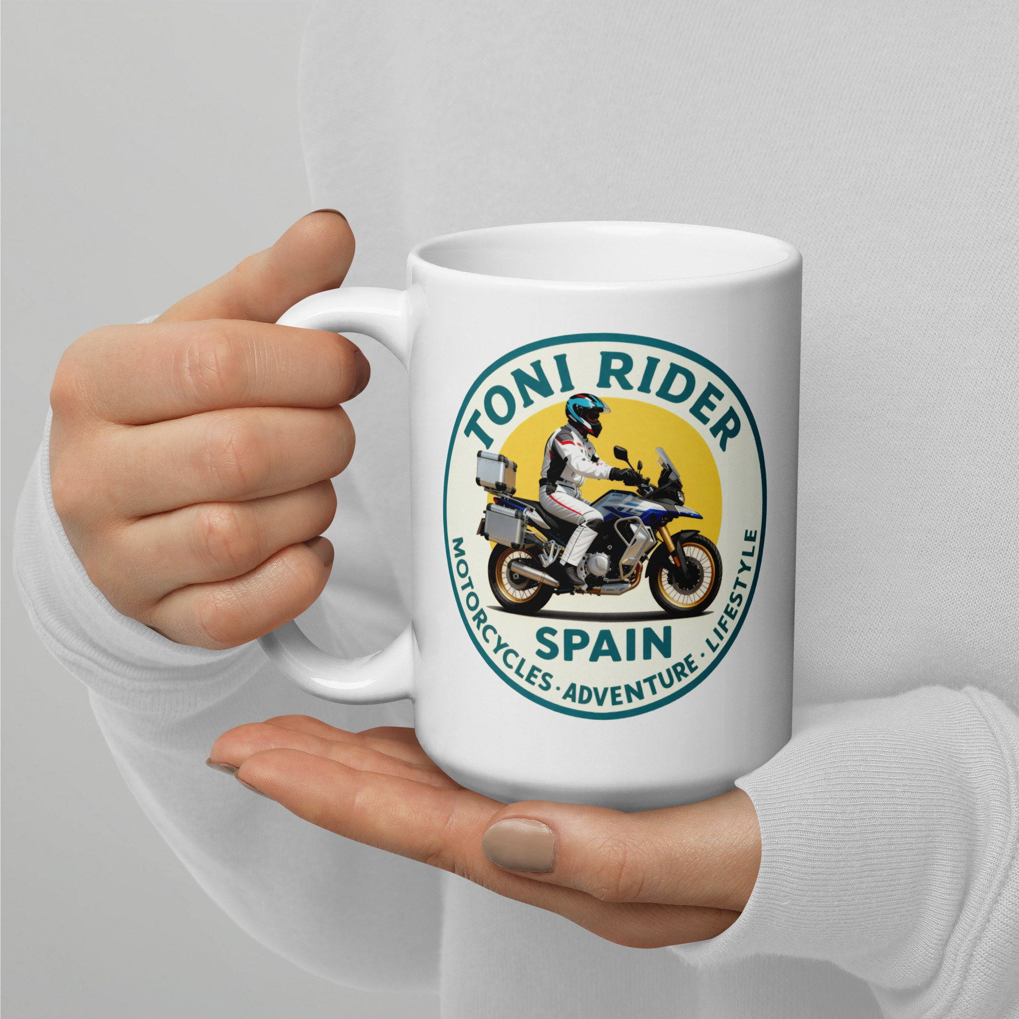 Taza blanca brillante Toni Rider - Imagen 4