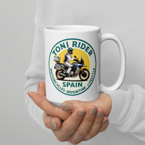 Taza blanca brillante Toni Rider